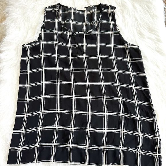 Pleione Anthropologie Sleeveless Top Tunic Black White Plaid MEDIUM #WQZ502664RK - Picture 1 of 8